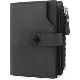 QEWORANE Men's Wallet Leather Bifold Wallet with RFID Blocking - Slim Card Holder for Men with 15 Card Slots & Cash Pocket (Black)