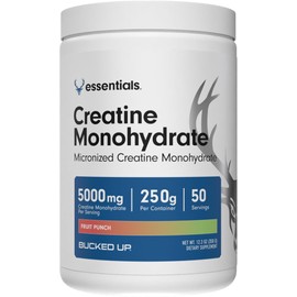 Bucked Up Bucked Up Fruit Punch Creatine for Women and Men - Easy to Mix Vegetarian - Flavored Creatine Monohydrate Powder - Made in USA - 5G Per Serving - 50 Servings - 250 Grams Per Container