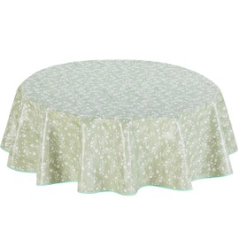 Home Direct Round Oilcloth PVC Wipe Clean Tablecloth Table Cover 140cm 55" Sage Green
