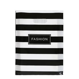 Bolsa Boutique Regalo Elegante Diseño Ropa Comercio Polipapel Decorada 100 pzs (Rayas Negras, 20x26 cm)