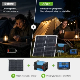 Foldable Solar Charging Kit for Outdoor Use – Dual USB Panel with 12V Controller for Camping, RVs & Backup Power