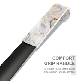 Gukeniu 16.5 Inch Long Handle Shoe Horn for Seniors Men Women Kids, Metal Shoe Horns for Boots, Platinum Marble