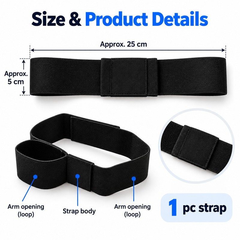 Golf Swing Arm Strap for Beginner Practice – Black Double-Ring