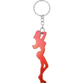 Square Deal Recordings & Supplies Red Woman Shaped Bottle Opener - 0.88" Metal Keychain