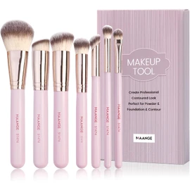 MAANGE 7 Pcs Brochas para Maquillaje con Estuche Set de Brochas Maquillaje Sintéticos Esenciales Premium Sombra de Ojos