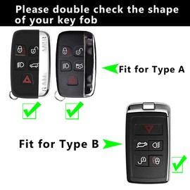 ontto Key Fob Case Fit for Range Rover Key Bag Leather Key Cover Transparent Key Shell Blue(Type A)