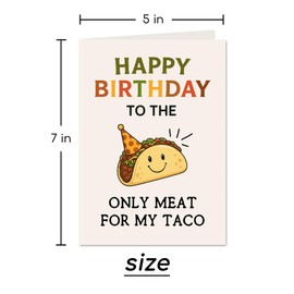 Meat for My Taco Greeting Card, Funny Birthday Card for Boyfriend, Girlfriend, Husband or Wife, Only Meat for My Taco, Cute & Naughty Greeting Card with Envelope