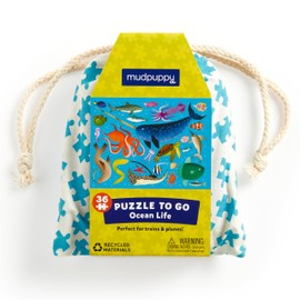 Mudpuppy Ocean Life – 36 Piece Puzzle to Go Featuring Colorful Sea Creatures Perfect Travel Activity for Children Ages 3 and Up