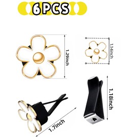 bepisof 6PCS white daisy car ventilation clip, air freshener vent clip, car interior decoration accessories Universal, suitable for gift to your family, lover and friends