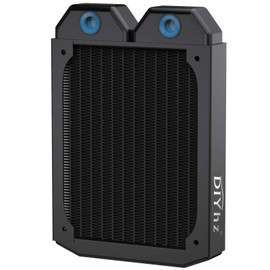 DIYhz Water Cooling Computer Radiator, 12 Pipe Thick Copper Heat Exchanger Liquid Cooling Radiator G1/4 Thread Heat Row Sink 120mm for CPU PC Laser Water Cool System DC12V Black