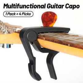 Guitar Capo, Black Capo, Pick Holder on Capo for Acoustic Electric Guitar,Ukulele,Mandolin,Banjo (Black)