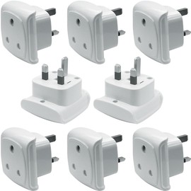 South Africa 3-pin Large Plug Type M (NOT Indian Type D plug) Adapter Convert to 3-pin UK Socket, BS 8546 Approved, Safety Protection Design, Flame Proof, 13A Fuse with Safety Shutter (8 Pieces White)