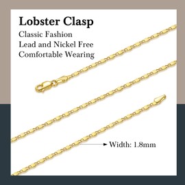 iSunat 1.8mm Gold Necklace for Women 14K Gold Chain for Women Golden Necklace for Mens Golden Chain Necklace Timeless Anchor Design of Mariner Chains Jewelry for Womens 16,18,20,22,24in (24)