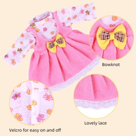 BABESIDE 6 PCS Reborn Baby Doll Clothes Flora Pattern Dress Pink Series with Bowknot for 12-15 Inch Baby Doll Dress Set for Newborn Girl