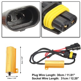 X AUTOHAUX 2Pcs 9005 H10 9006 HB4 LED Headlight Load Resistor Kit Dual 50W 8ohm Anti-flicker Relay Error Free Decoder Warning Canceller Fog Bulbs Harness Adapter