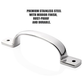 YUDTKK Heavy Duty Door Pull Handle, Stainless Steel Mirror Polish,5-3/5'' Length, 2 Pack