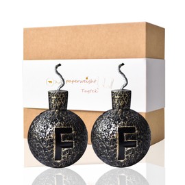 F Bomb Paperweight, Hilarious, Decorative, and Unique Office Cubicle Desk Decor and Book Weight - Funny Gag Gift for Coworkers and Gamers Home Office Men Women Cool Stuff (2 Golden Paperweights)