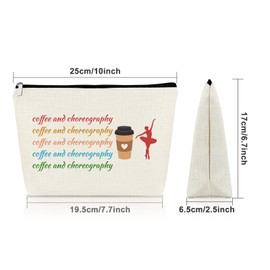 Ballerina Makeup Bag Dancer Gifts Coffee Lover Gifts for Daughter Sister Friend Dance Stuff Cosmetic Bag Coffee Themed Gift for Women Christmas Birthday Graduation Gift for Her Travel Pouch