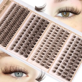 Brown Lash Clusters Natural Eyelash Clusters 4 Styles Wispy Cluster Lashes Individuals CC-Curly Lashes Extensions Dark Brown Cluster Eyelash Extensions Value Pack (200Pcs, 10-16MM) by Mavphnee