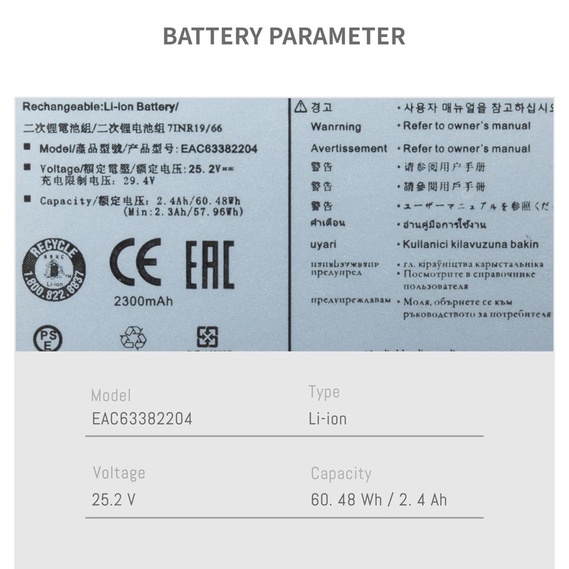 DFTIM 2400Mah Battery for LG CordZero A9 A9+,A9K-CORE,A9MAX,A9T-Ultra,A9S,A9K PRO,A9N,A9M,A9MULTI,A958,A958SA,A9 Plus