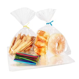 Newkita Newkita 8x10 Cellophane Bags, Clear Goodie Bags, Cake Pop Rice Crispy Bags With 4" Twist Ties, Candy Bags/Cookie Bags/Treat Bags with Ties/Clear Gift Bags/Cellophane Treat Bags 100 Pack