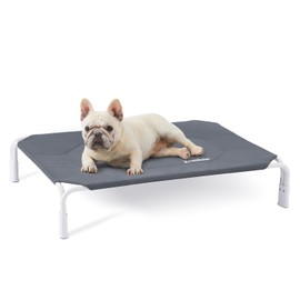 ZOMISIA Elevated Dog Cot Bed, Tool-Free Assembly, Outdoor Raised Dog Cooling Bed Frame for Medium Pets, Summer Pet Hammock Off Ground with Non-Slip Feet & Waterproof Teslin Mesh, 35x25 Inch
