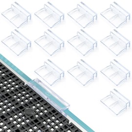 LINLAN 10mm 12 Stück Aquarium Abdeckhalterungen, Acryl-Aufsatzhalter für Aquariendeckel | Tankdeckel-Clips mit Halterung für randlose Aquarien