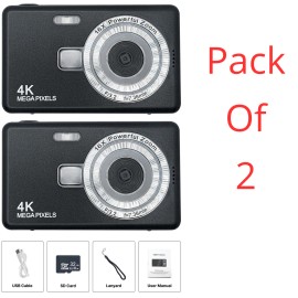 MIU France 2 PCS  4K Digital Camera for Kids & Adults, 48MP FHD 1080P Point and Shoot