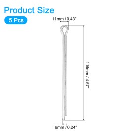 sourcing map 5Pcs 6mmx100mm Zinc-Plated Carbon Steel Cotter Pin, Split Pin Fastener Clips Split Cotter for Household Appliances, Sports Equipment, Car Mechanics Repair (White)