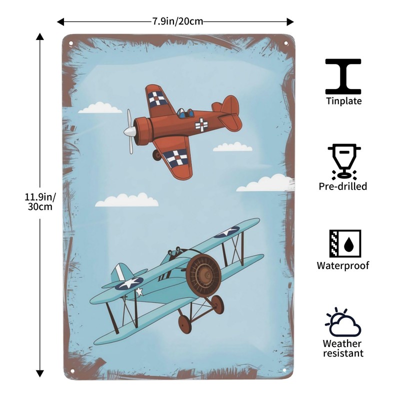 Airplanes Lovers Gift Metal Tin Sign 8x12 Inch Aviation Hangar