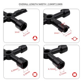 Triangle Multi-functional Sillcock Key 4 Way Square Wrench Water Utility Key Steel Sillcock Wrench Tool for Electric Water Gas Meter Box Cupboard Cabinet Opening Spigots Faucet Valve 2 Paack Cross Key