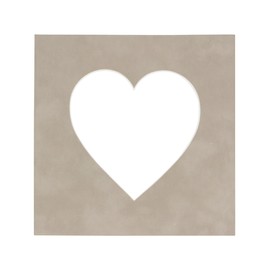 4x5 Mat For 7x7 Frame - Precut Light Grey Suede Heart Shaped Photo Mat Board Opening - Acid Free Matte and Bevel Cut for Family Photos, Pack of 1 Matboard Show Kit With Acid Free Backing & Clear Bag