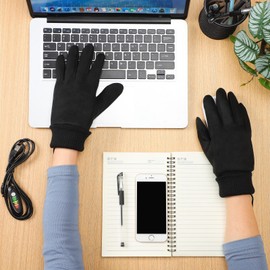Bencailor 2 Pairs USB Winter Heated Gloves Mitten Hand Washable Knitting Touchscreen Laptop Gloves (Delicate)