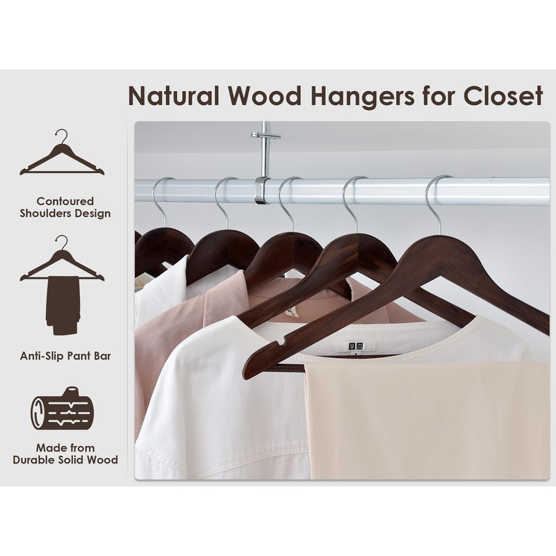 StorageWorks Wooden Hangers 20 Pack, Wood Coat Hangers for Closet,