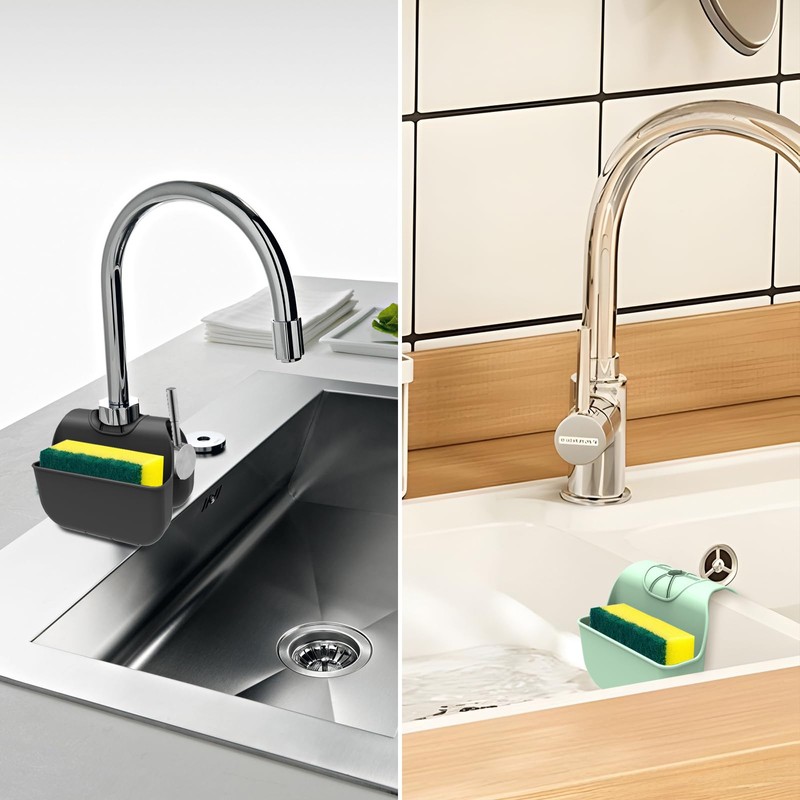 OKeanu Sponge Holder for Kitchen Sink, Silicone Sink Saddle Caddy
