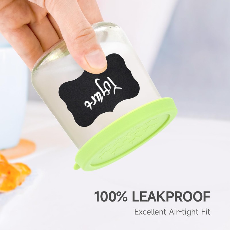 Sophico Oui Yogurt Jar Lids Silicone, 12 Pack Leak Proof