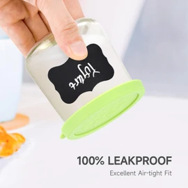 Sophico Oui Yogurt Jar Lids Silicone, 12 Pack Leak Proof Covers Fit For 5oz Oui Glass Jar with Bottle Labels, Airtight, Dishwasher Safe & BPA Free (Container Not Included)