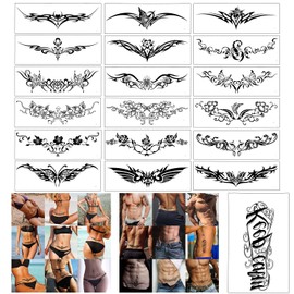 KAZIPA Tribal Temporary Tattoos Stickers, 6 Sheets Fake Tattoos Arm Body Sticker, Small Bracelet Waterproof Temporary Tattoos for Men, Women and Kids(Black, L7.5"xW3.5"/ L19xW 9cm)