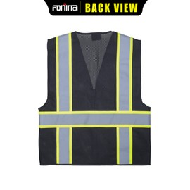 FONIRRA Safety Vest for Men High Visibility Reflective Construction Work Vest ANSI Class 2 with Pockets and Zipper(Black,2XL)