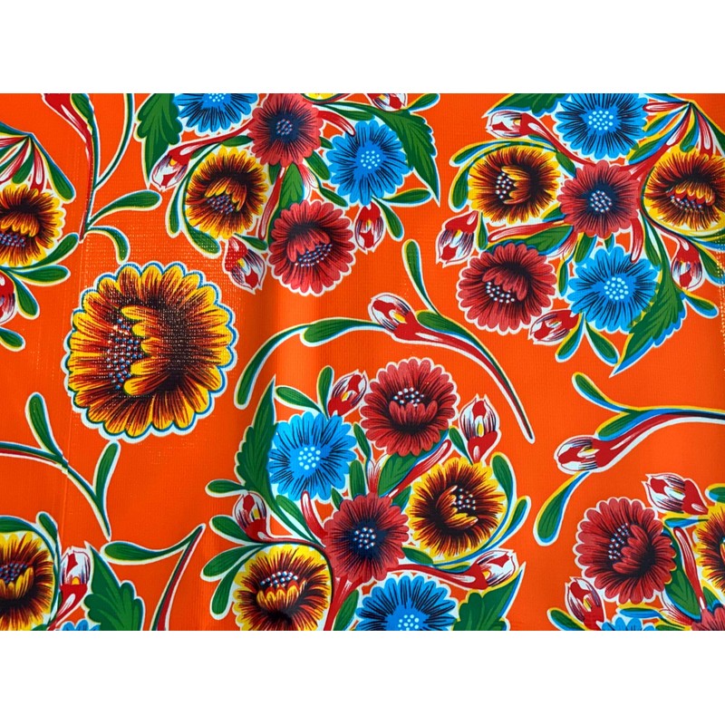Mantel de hule con diseño de flores dulces – naranja
