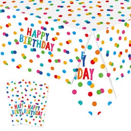 Ziyonix Pack of 2 Birthday Party Tablecloth, 137 x 274 cm, Disposable Happy Birthday Tablecloth, Birthday Tablecloth for Children, Plastic Party Tablecloth for Boys and Girls