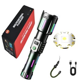 Carttley Super Bright Rechargeable Flashlights 2000000 High Lumens,Waterproof Tactical Powerful Led Flashlight Battery Powered with 5 Modes Zoomable Fast Charge,Handheld Flashlight Hiking (Carw515)