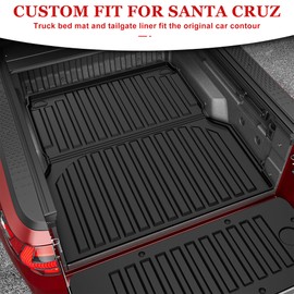 Santa Cruz Trunk Bed Mat Compatible with 2022-2025 Hyundai Santa Cruz 4.3FT - Custom Fit TPE Heavy Duty Cargo Mat - All Weather Santa Cruz Bed Liner Accessories (Bed Mat+Tailgate Mat)
