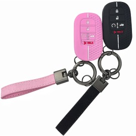 REPROTECTING Rubber Silicone Key Fob Cover Compatible with Honda Accord Civic HR-V CR-V Pilot Sport SI EX EX-L Touring 5 buttons/2022-2025 (Black/Pink)