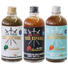 THREE PACK OF MIXED SPICY ROASTED HABANERO GOURMET PEPPER HOT SAUCE 3.5 FL OZ