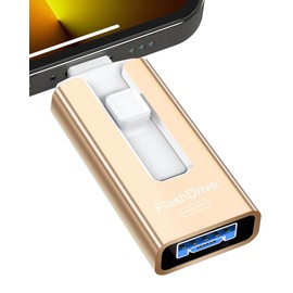GNASEET USB Stick 256GB for Phone, USB 3.0 Flash Drive High Speed Transfer, 4-in-1 Memory Stick Thumb Drive for Phone/Pad/Android/PC, External Storage Photo Stick Save More Photos Videos, Gold