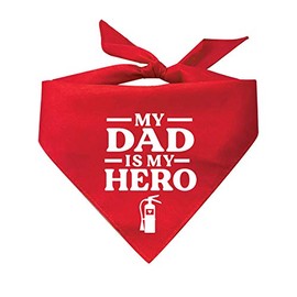 Tees & Tails My Dad is My Firefighter Hero Triangle Dog Bandana (Assorted Colors)