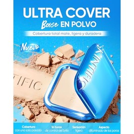 SKINTIFIC Base de Maquillaje en Polvo, Base en Polvo Compacta de Cobertura total Ultra Cover, Matifica y Controla Brillo por 16 h, Minimiza la aparien