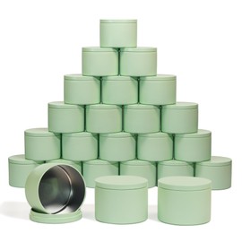 Aroparc Candle Tins 8oz with Lids, 24 Pack Seamless Bulk Candle Containers for Candle Making Supplies Empty Candle Jars - Mint