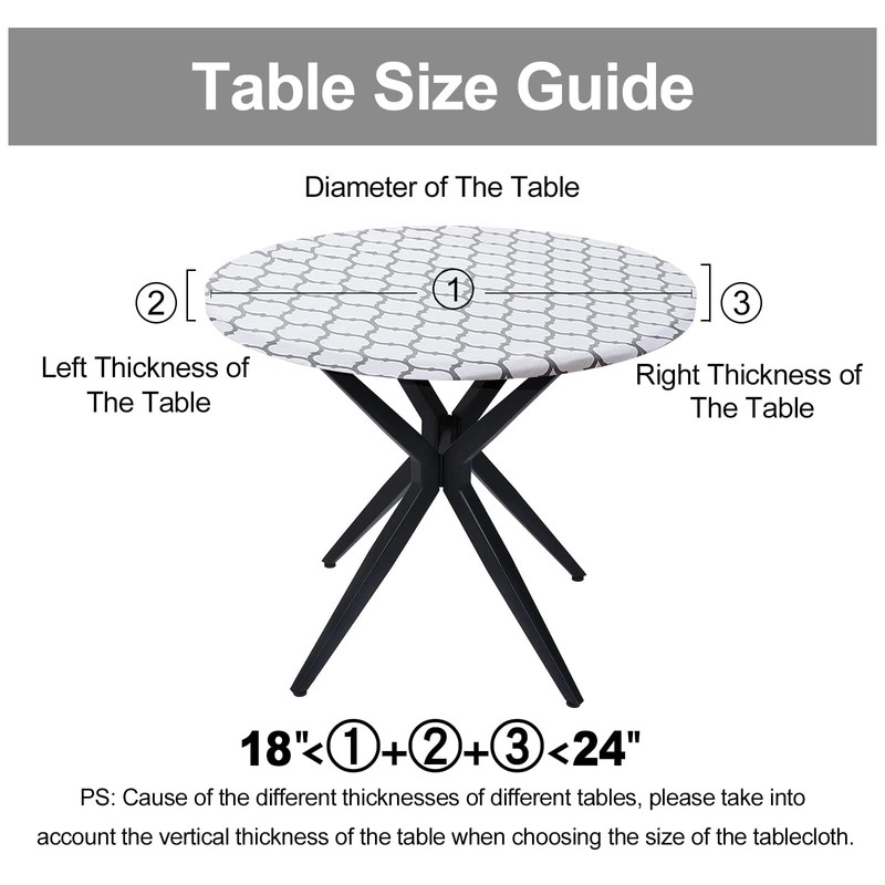 Smiry Round Picnic Tablecloth, Waterproof Elastic Fitted Table Covers for